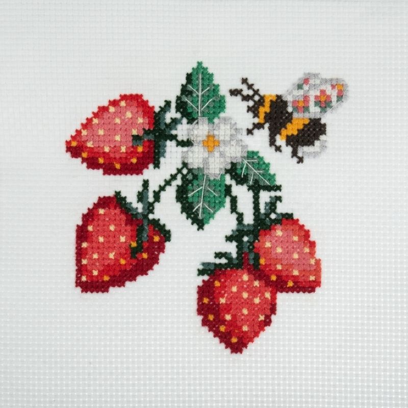 Cross Stitch Kit - Bee Strawberries